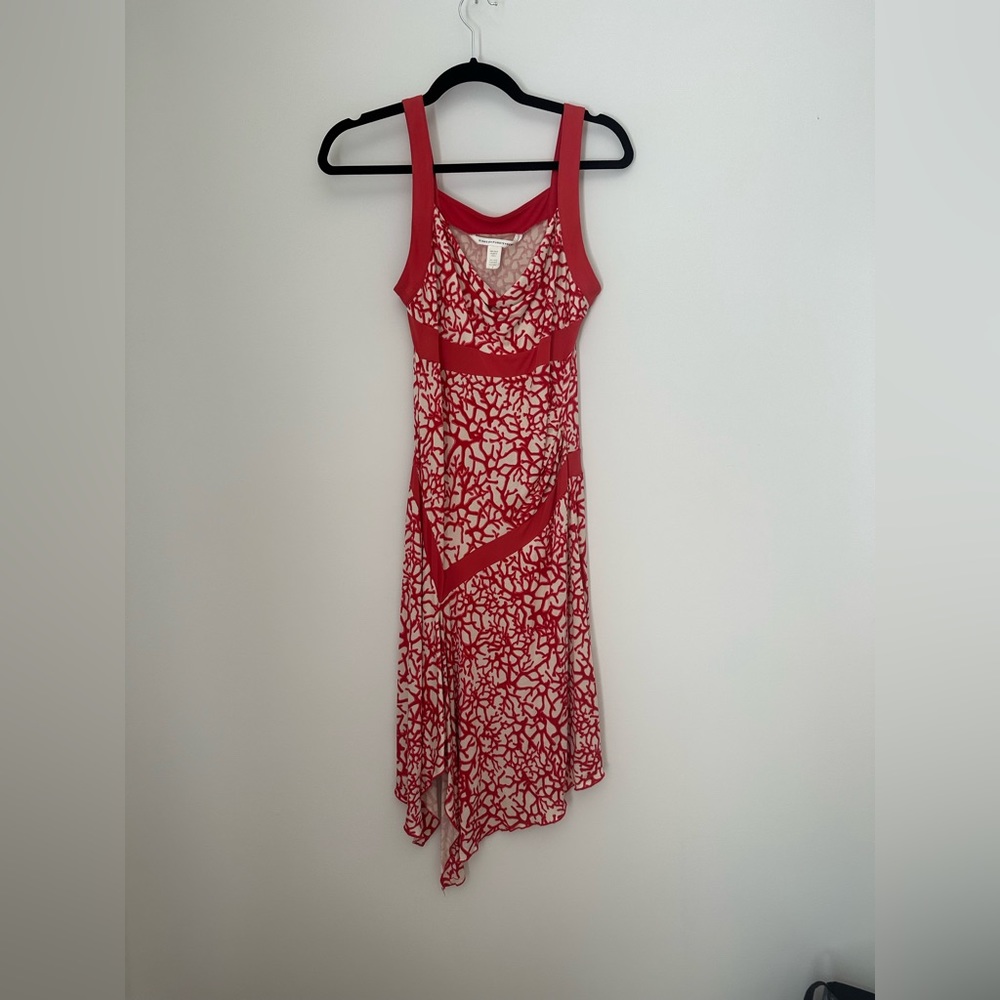 diane von furstenberg coral dress size 4 silk